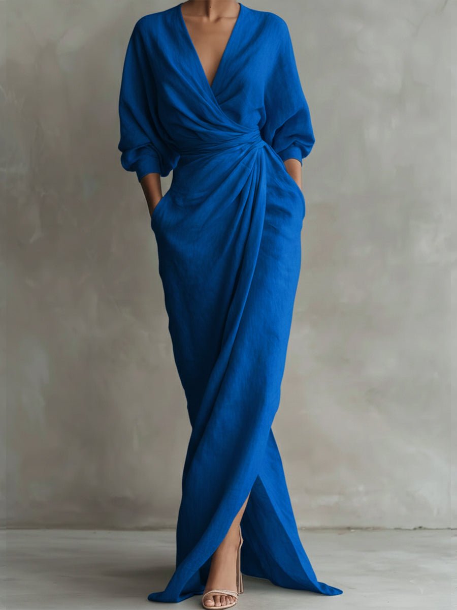 Jessica | Elegant Wrap-Style Long-Sleeved Maxi Dress