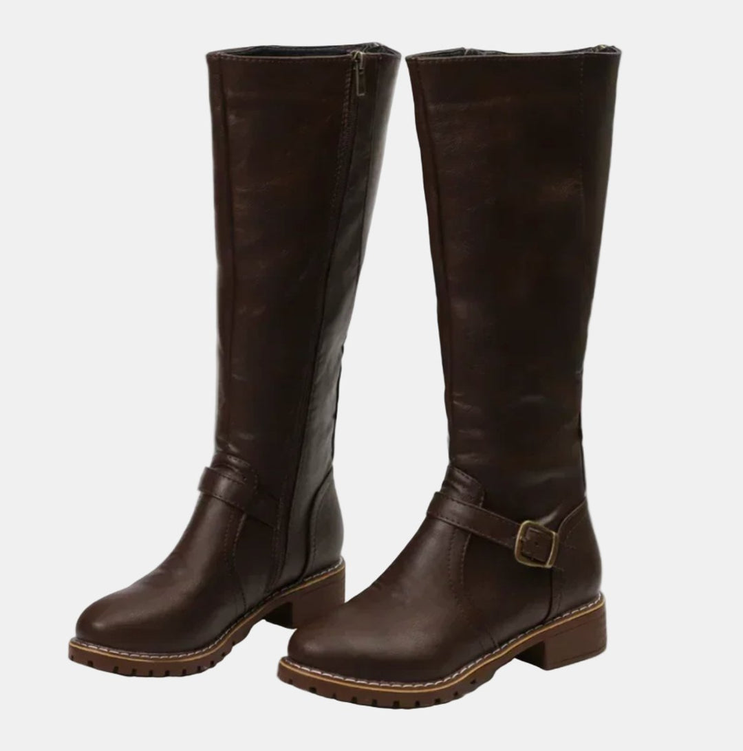 Julia | Elegant Buckle Detail Knee High Boots
