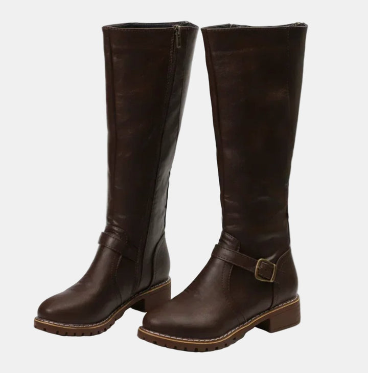 Julia | Elegant Buckle Detail Knee High Boots