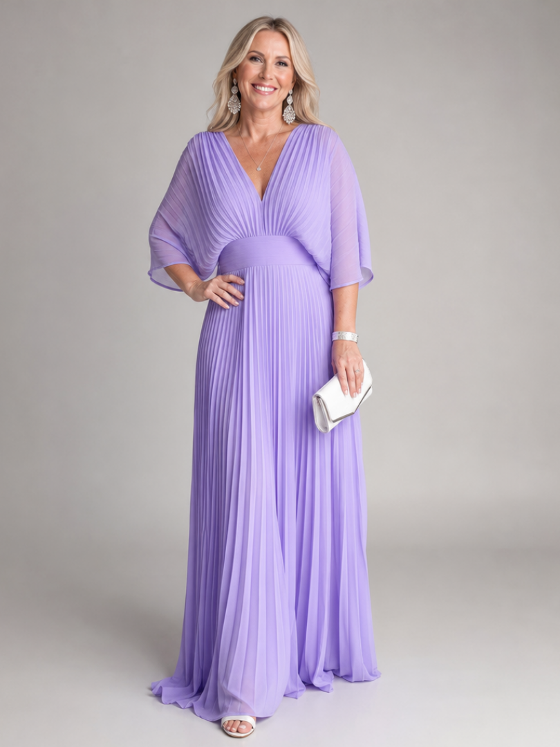 Semorph | Maxi Dress – Elegant V Neck Long Sleeve