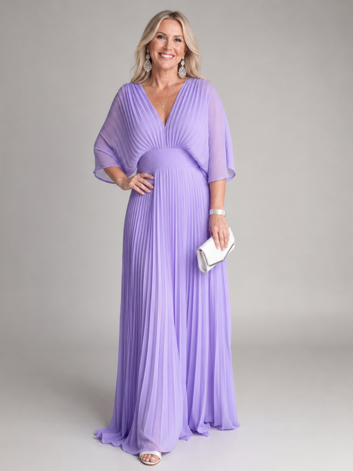 Semorph | Maxi Dress – Elegant V Neck Long Sleeve