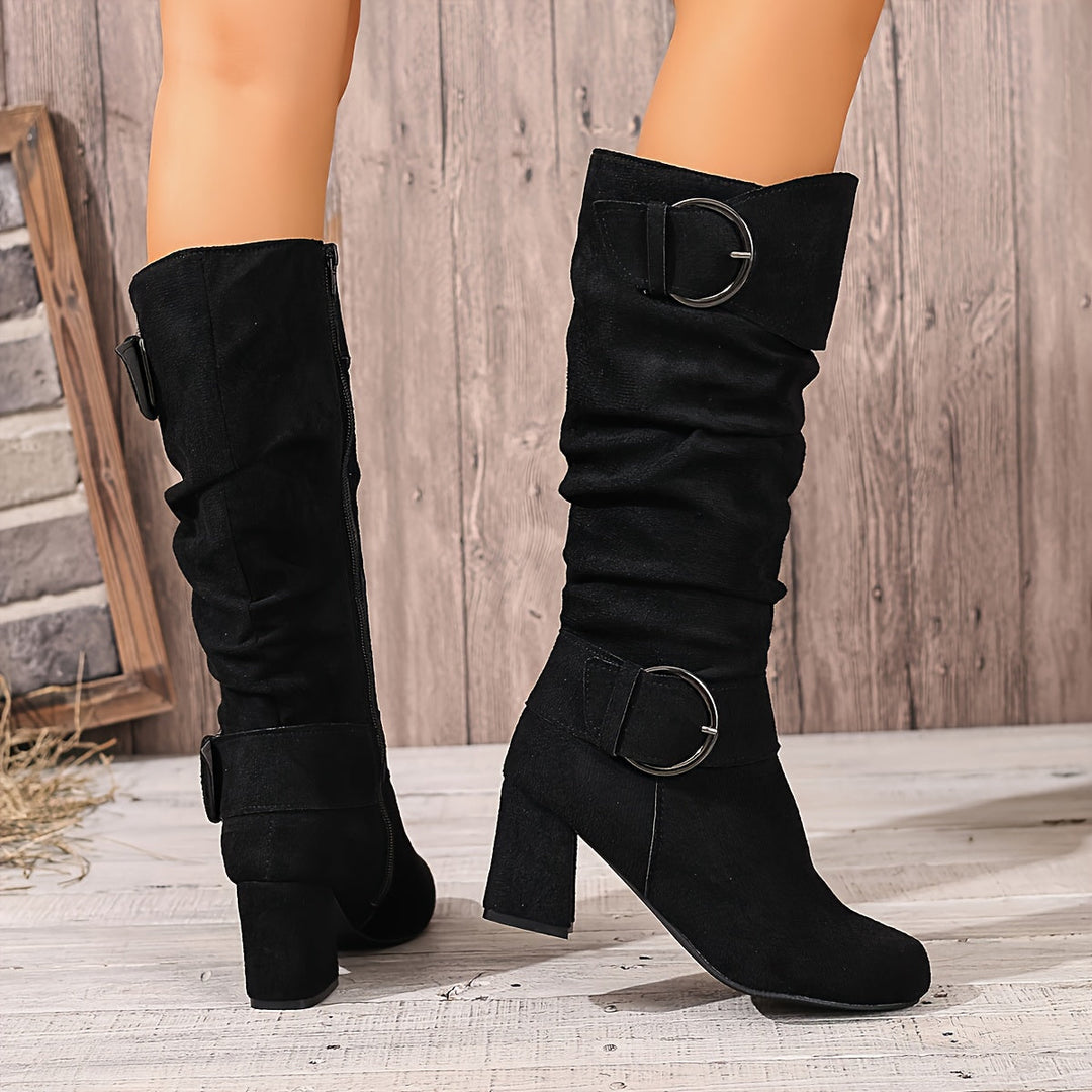 Amelia | Relaxed Slouchy Knee High Boots with Double Buckles