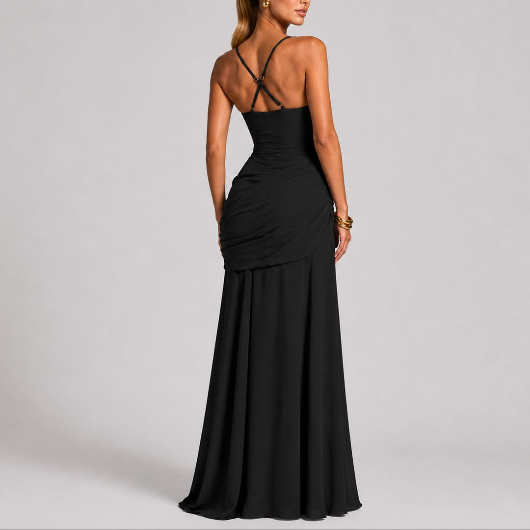 Daisy | Fall Wedding Ruched Square-Neck Maxi Dress