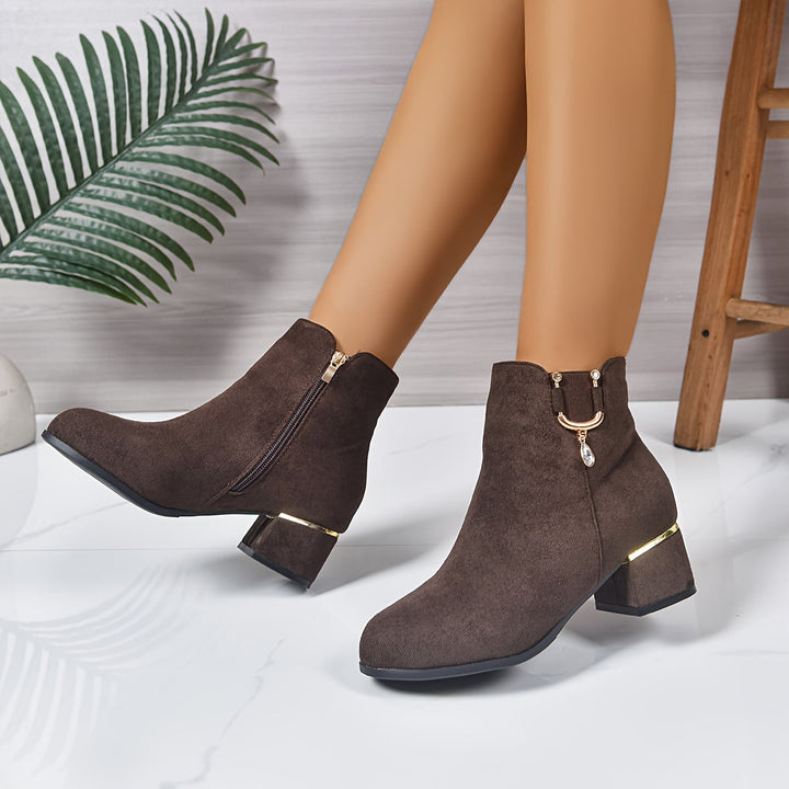 Camille | Bottines Chelsea en daim avec un talon bloc élégant