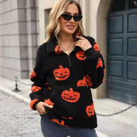 Sandra | Cozy And Festive Pumpkin Halloween Plush Sweater