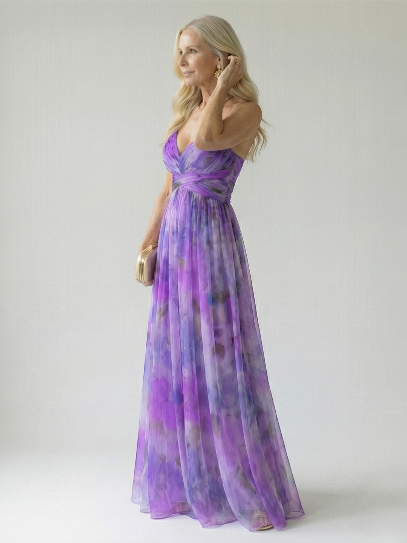 Watercolor Wrap Maxi Dress