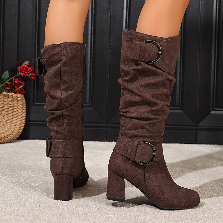 Amelia | Relaxed Slouchy Knee High Boots with Double Buckles
