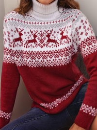Nicole | Bold Geometric Pattern Turtleneck Knit Sweater