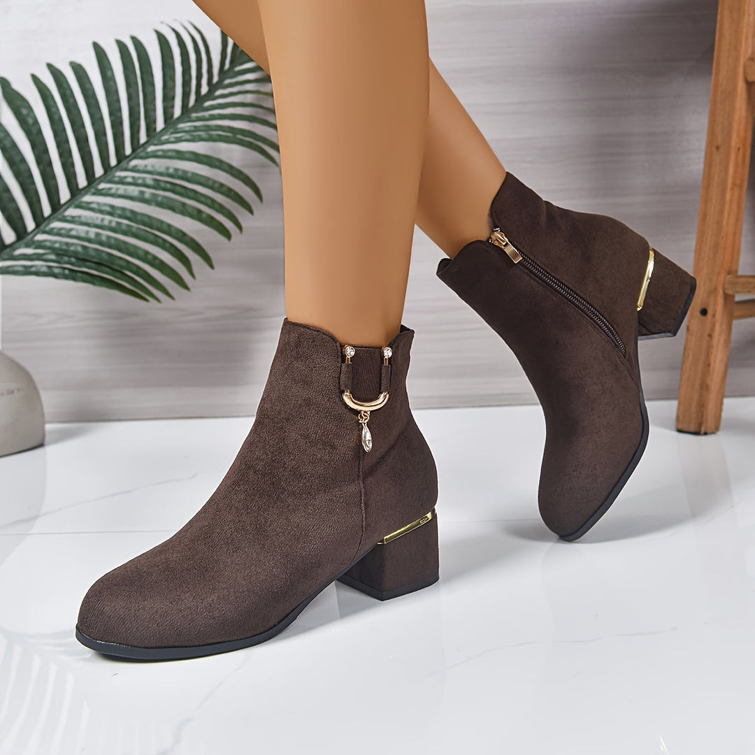 Camille | Bottines Chelsea en daim avec un talon bloc élégant