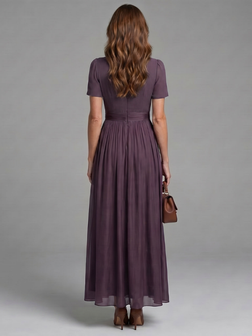 Elia | Gathered Waist Maxi Dress with Keyhole Neckline