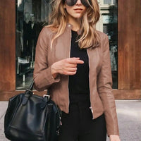 Olivia | Refined Cropped Faux Leather Jacket for Effortless Style