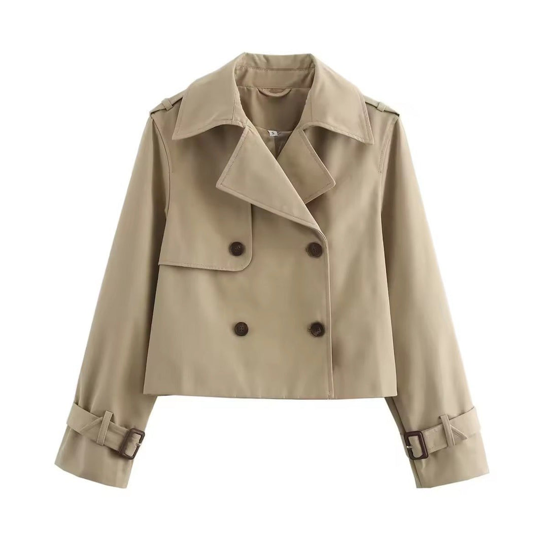 Madeline | Modern Cropped Double-Breasted Trench Coat