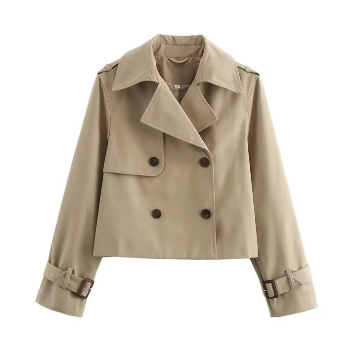 Madeline | Modern Cropped Double-Breasted Trench Coat