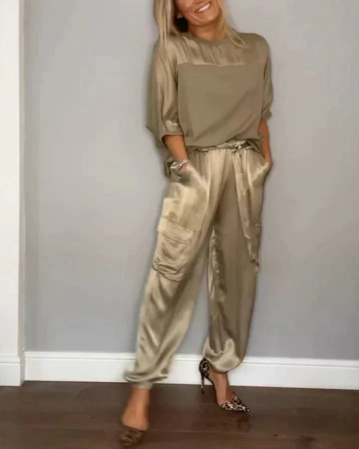 Victoria | Luxurious And Glamorous Satin Two Piece Set