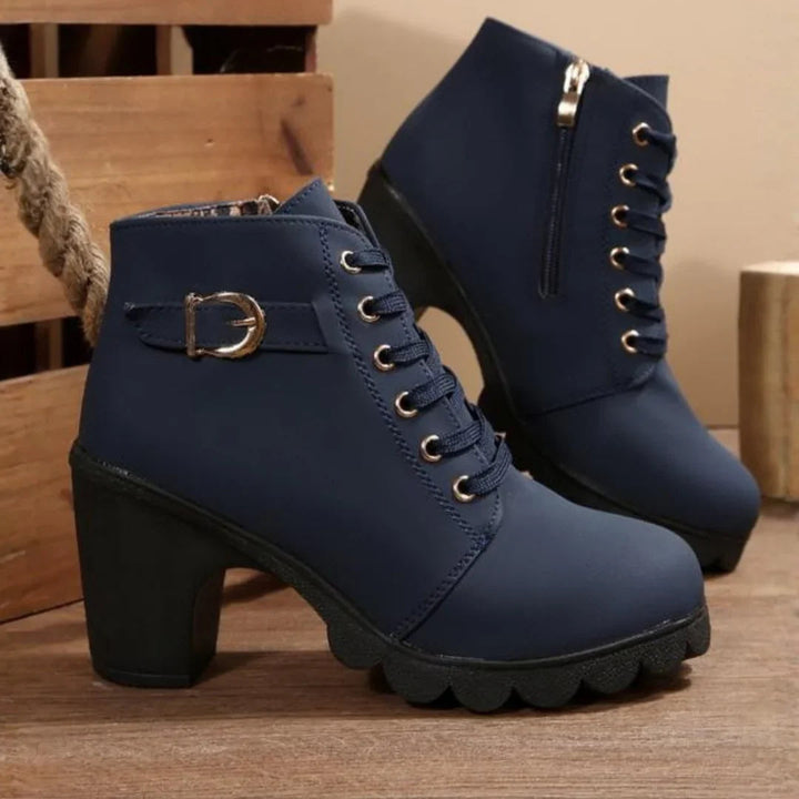 Madeline | Chic And Modern Lace-Up Ankle Boots With Block Heel