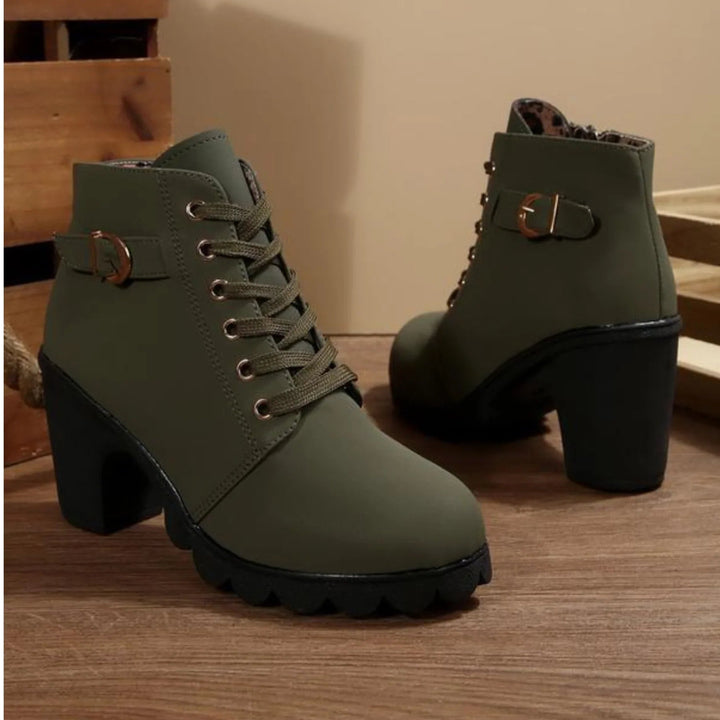 Madeline | Chic And Modern Lace-Up Ankle Boots With Block Heel