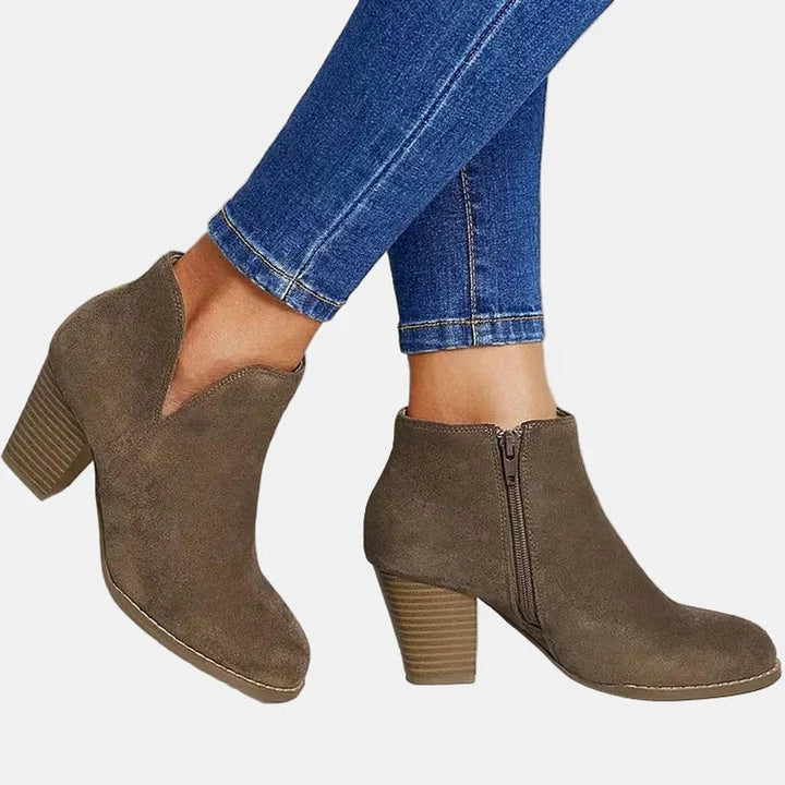 Patricia | Refined Suede Ankle Boots with a Supportive Block Heel