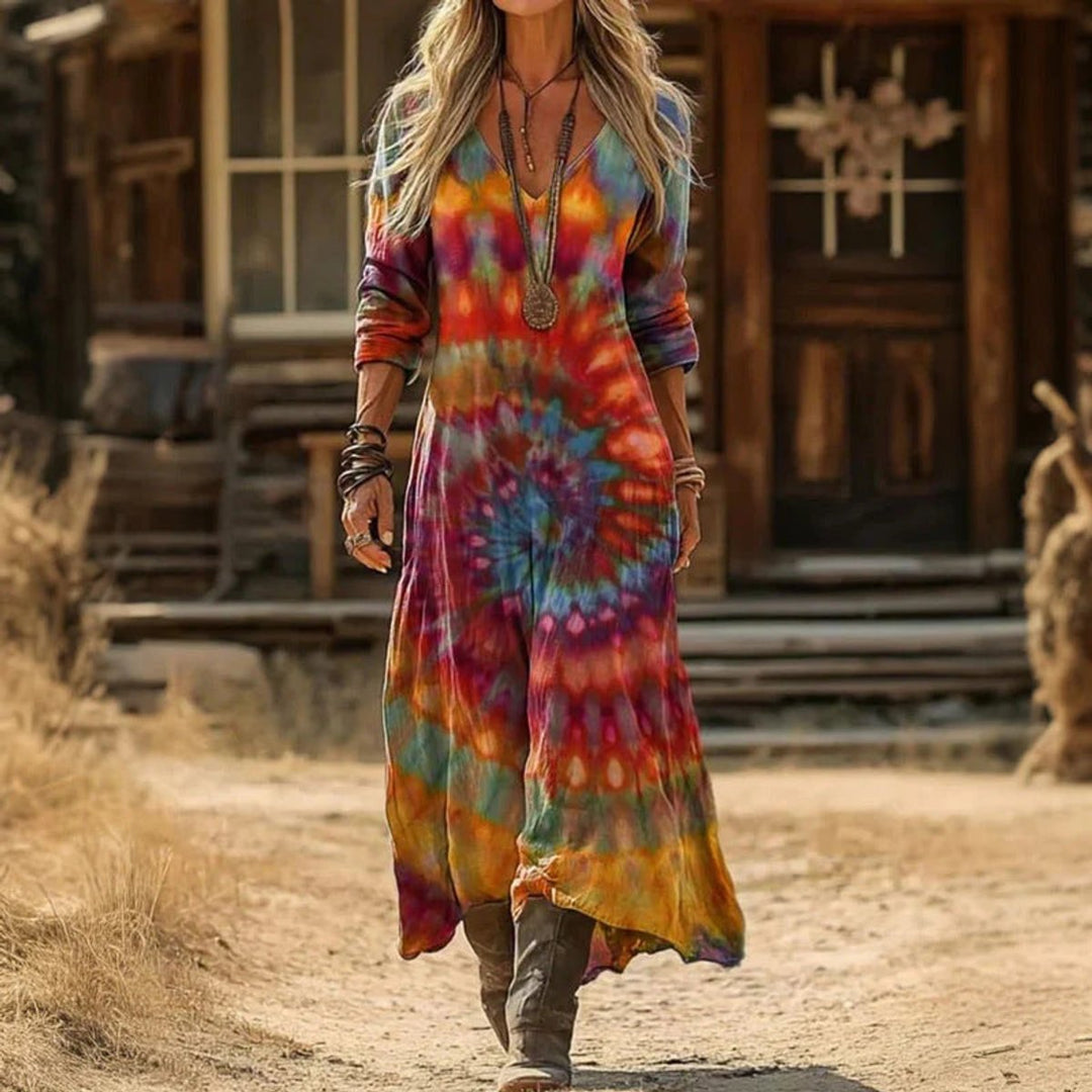 Elena | Elegant Bohemian Long-Sleeved Dress
