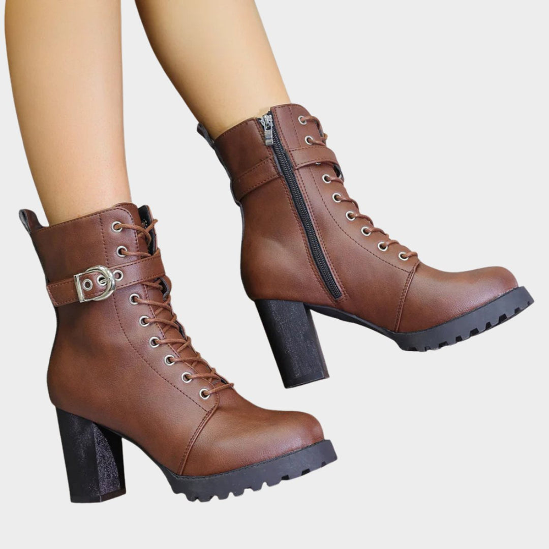 Nora | Modern And Edgy Lace-Up Combat Ankle Boots