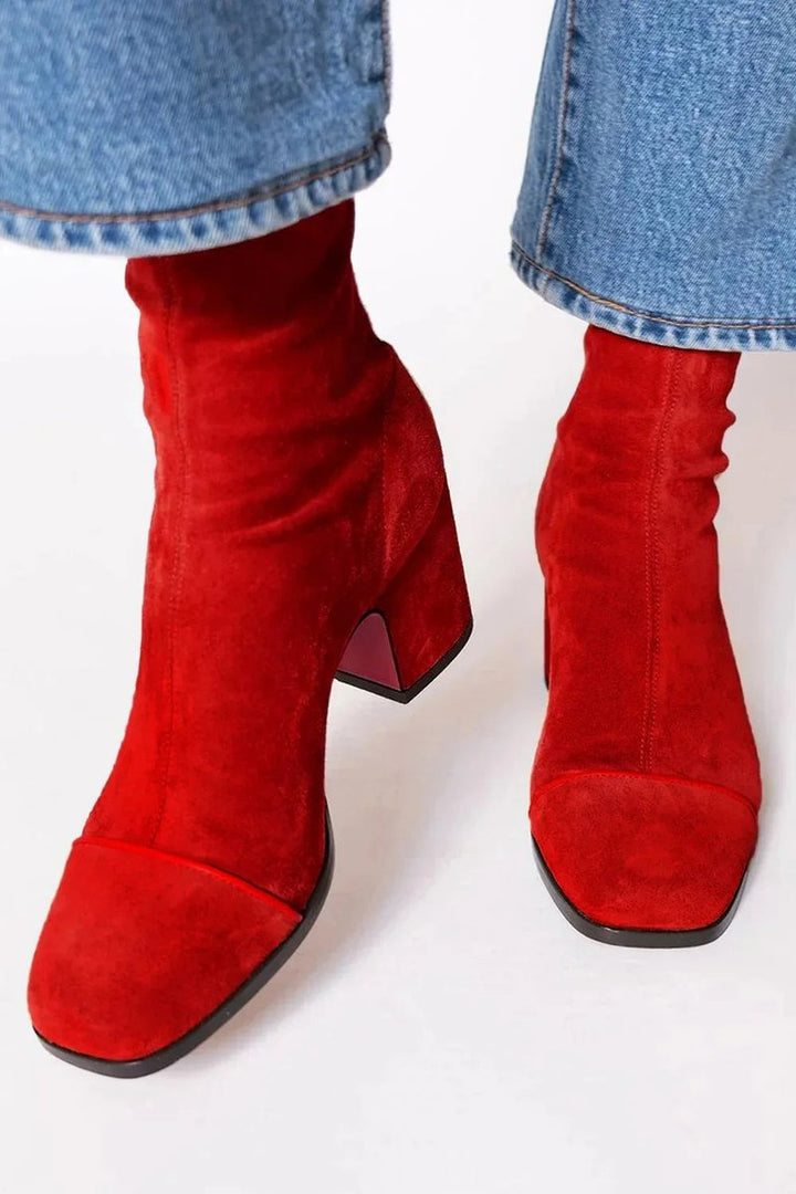 Vivienne | Bold Suede Ankle Boots with Leopard-Print Accents