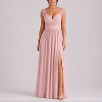 Ruby | Trendy Fall Wedding Lace Shoulder Wrap Maxi Dress
