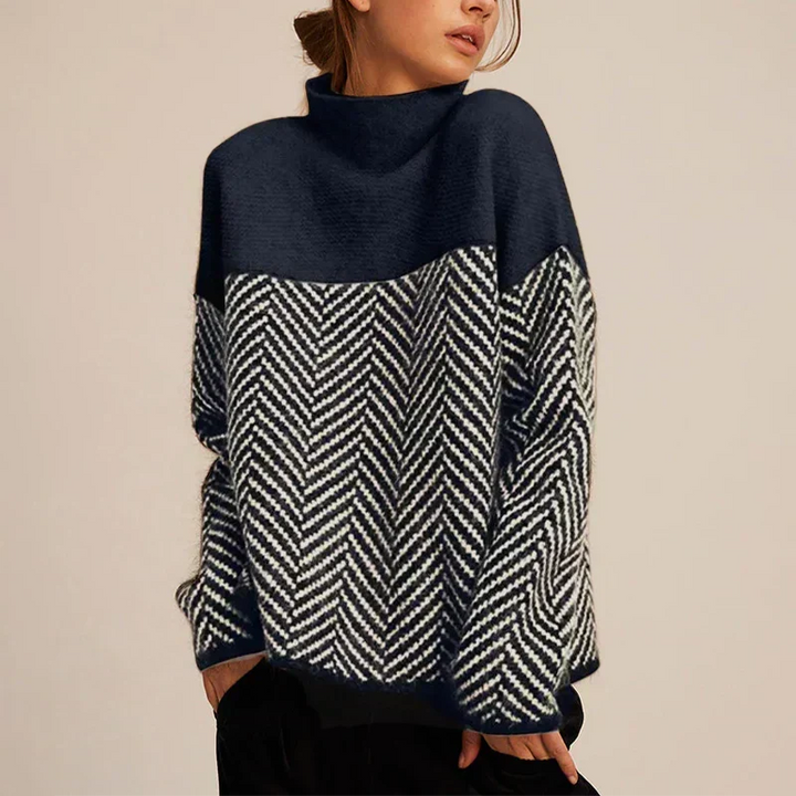 Seraphina | Elegant And Cozy Chevron Turtleneck Sweater