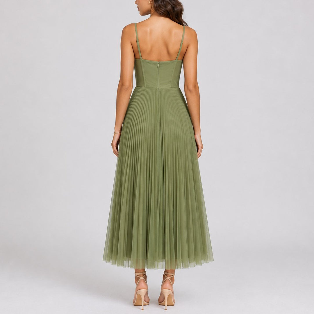 Luna | Fall Wedding Pleated Tulle Midi Dress