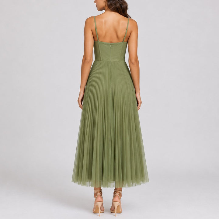 Luna | Fall Wedding Pleated Tulle Midi Dress