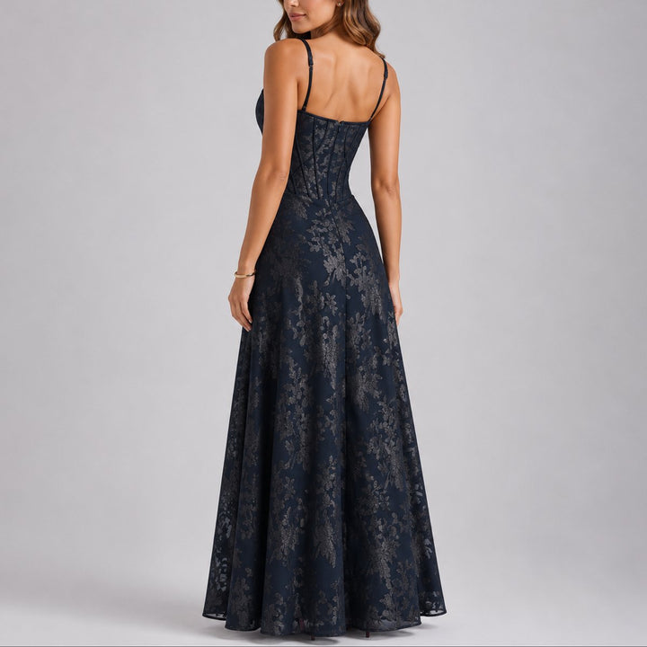 Mollie | Robe longue élégante et stylée à corset floral