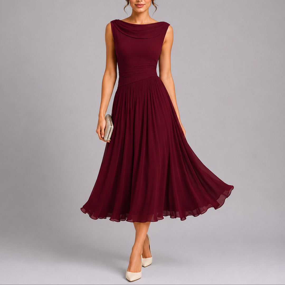 Bella | Leichtes plissiertes Midikleid für eine Herbsthochzeit