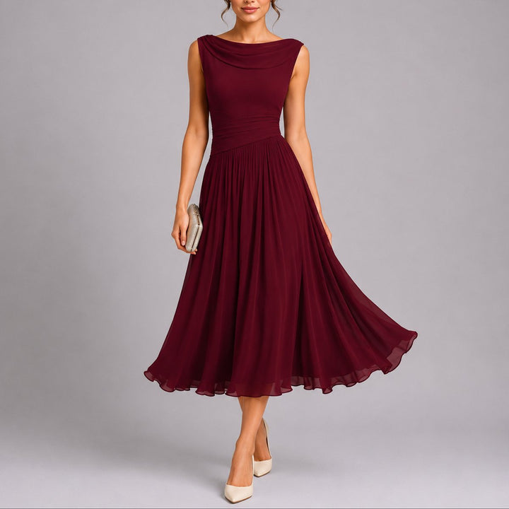 Bella | Leichtes plissiertes Midikleid für eine Herbsthochzeit