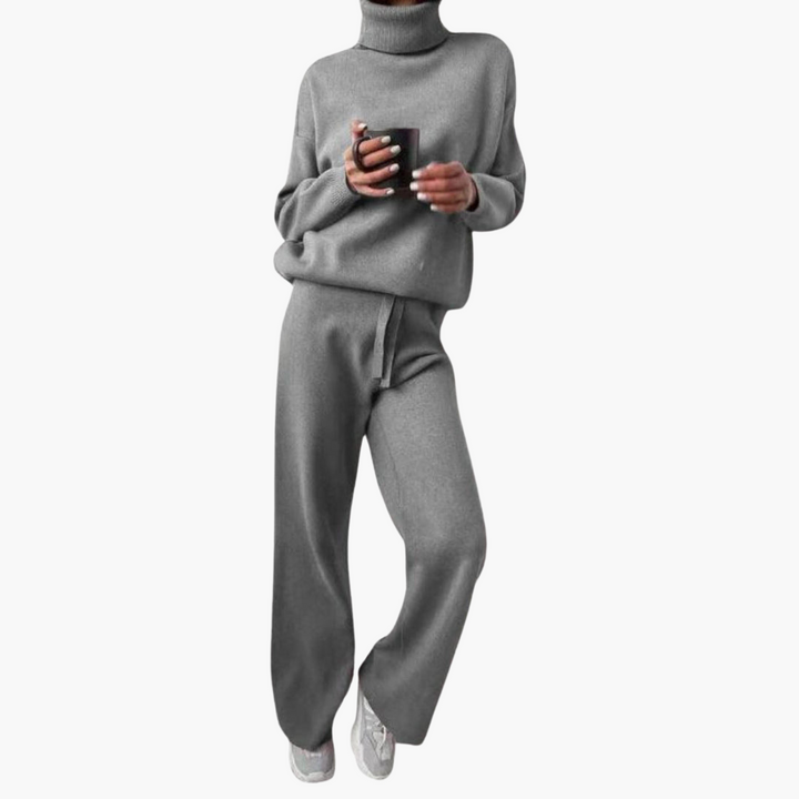 Kira | Knitted Lounge Set – Comfortable Wide-Leg Pants for Women