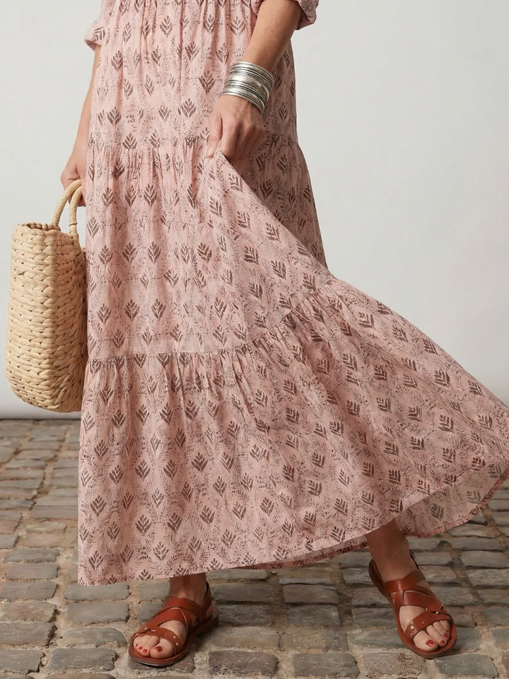 Junia | Notch Neck Maxi Dress – Printed Style for Women