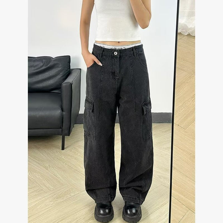 Stella | Stylish Durable Denim Cargo Pants with Elastic Waistband