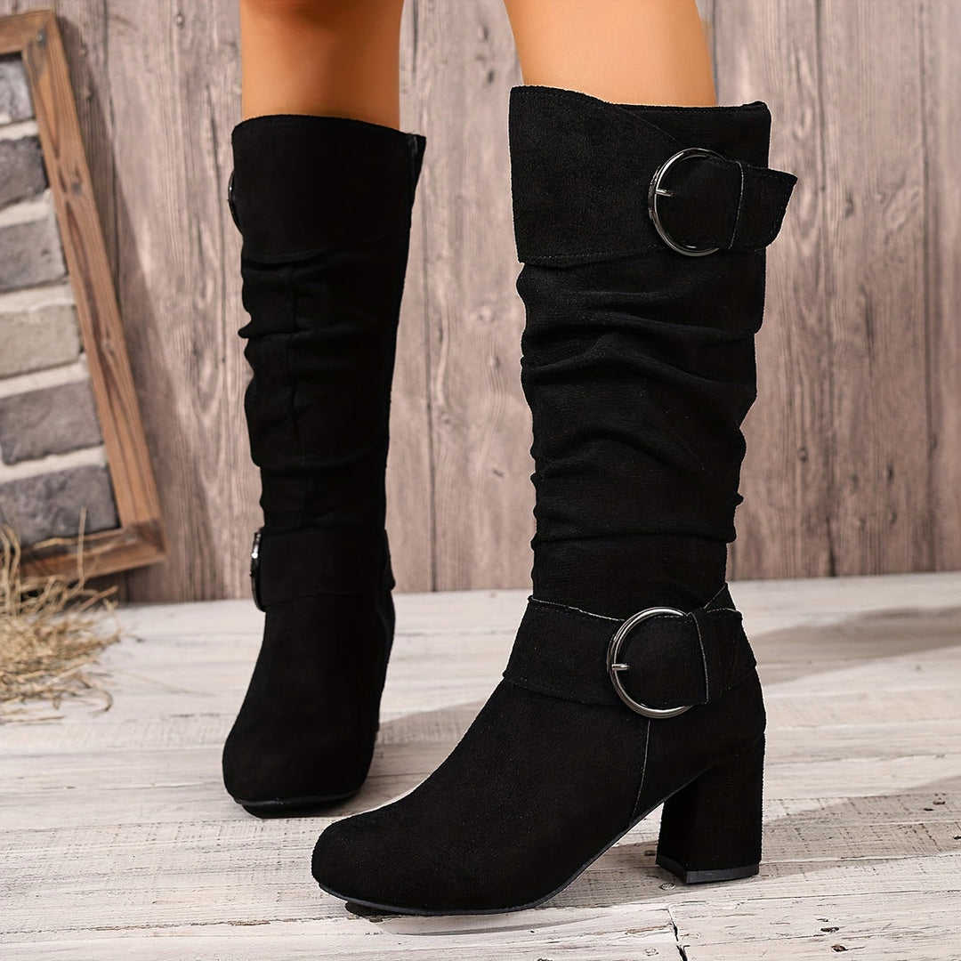 Amelia | Relaxed Slouchy Knee High Boots with Double Buckles
