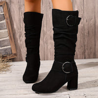 Amelia | Relaxed Slouchy Knee High Boots with Double Buckles