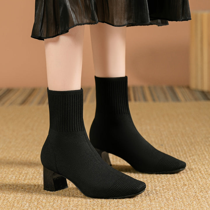 Josephine | Bottines chics et contemporaines à talon carré en maille