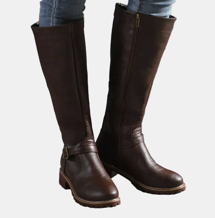 Julia | Elegant Buckle Detail Knee High Boots