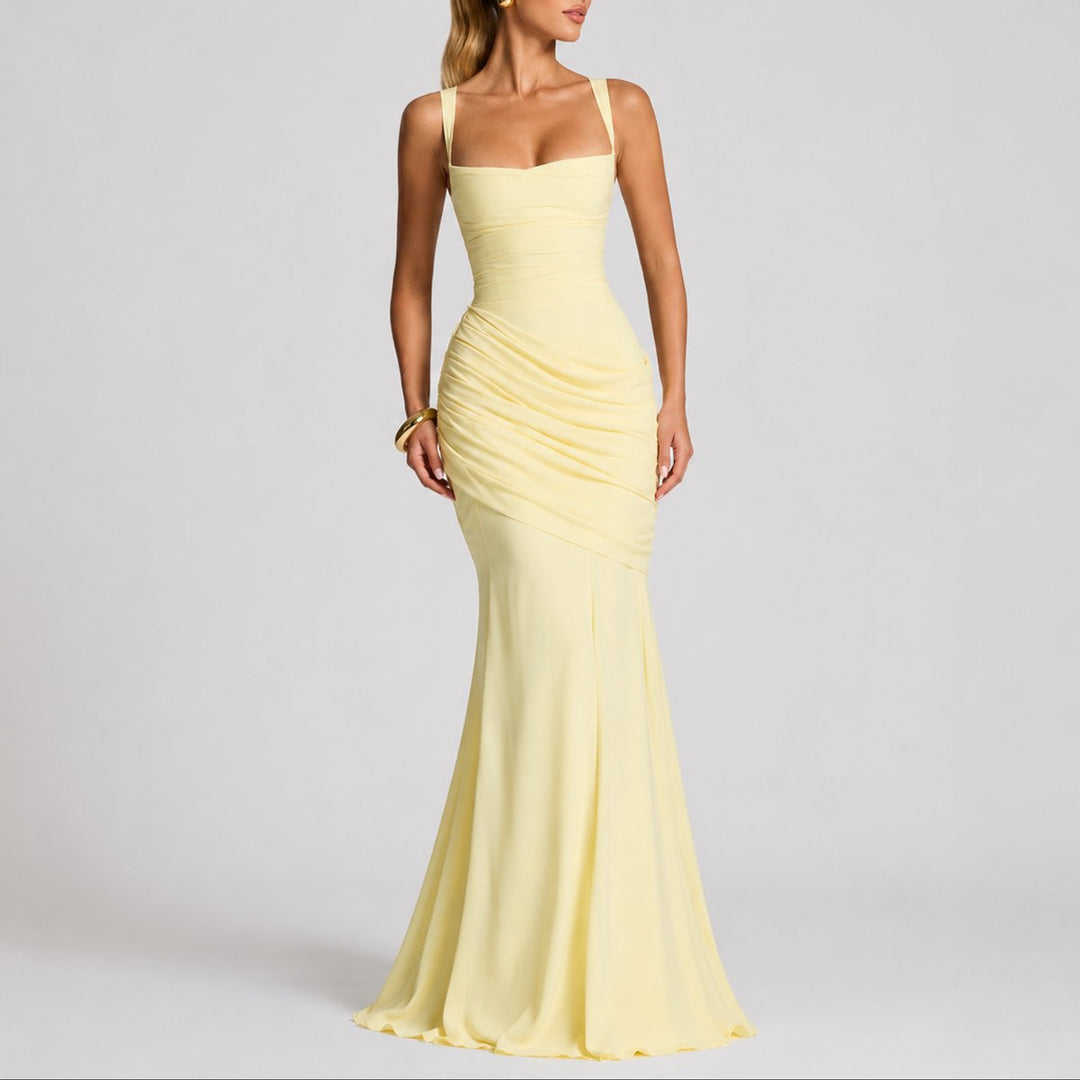 Daisy | Fall Wedding Ruched Square-Neck Maxi Dress