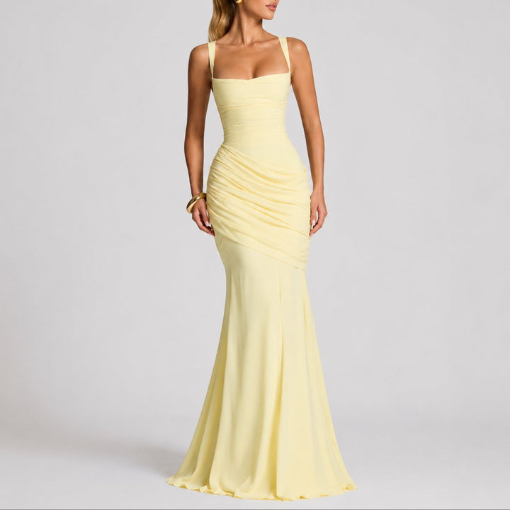 Daisy | Fall Wedding Ruched Square-Neck Maxi Dress