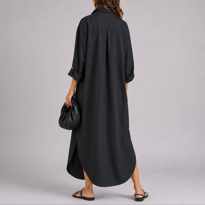 Harper | Casual Fall Wedding Oversized Linen Maxi Dress