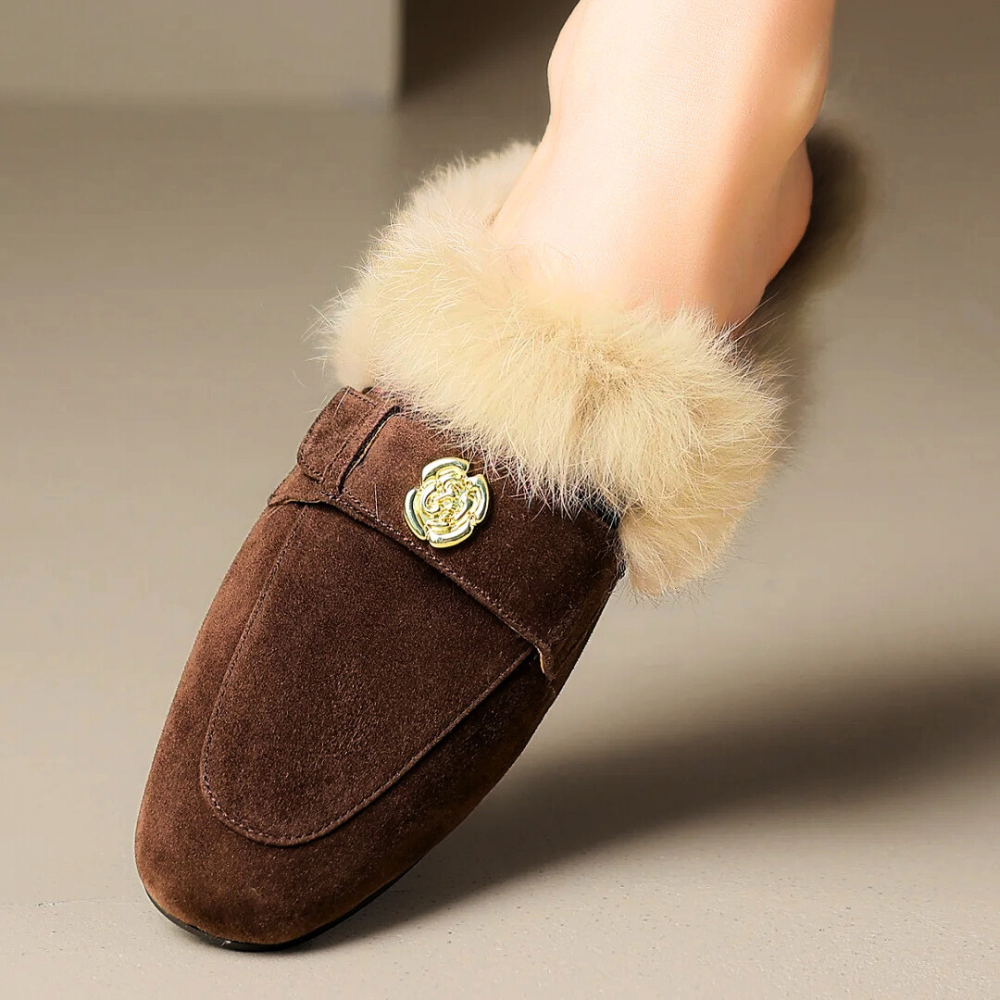Velora | Shearling Mules – Luxurious Soft Comfort for Women