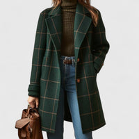 Genevieve | Classic Checkered Tailored Wool Coat