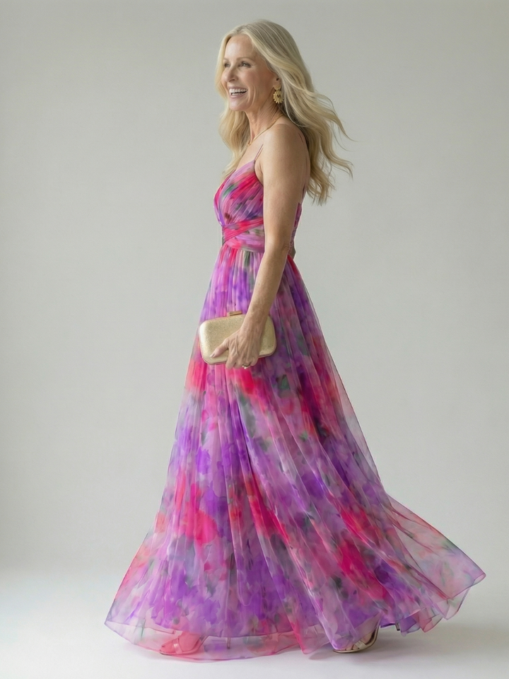 Watercolor Wrap Maxi Dress
