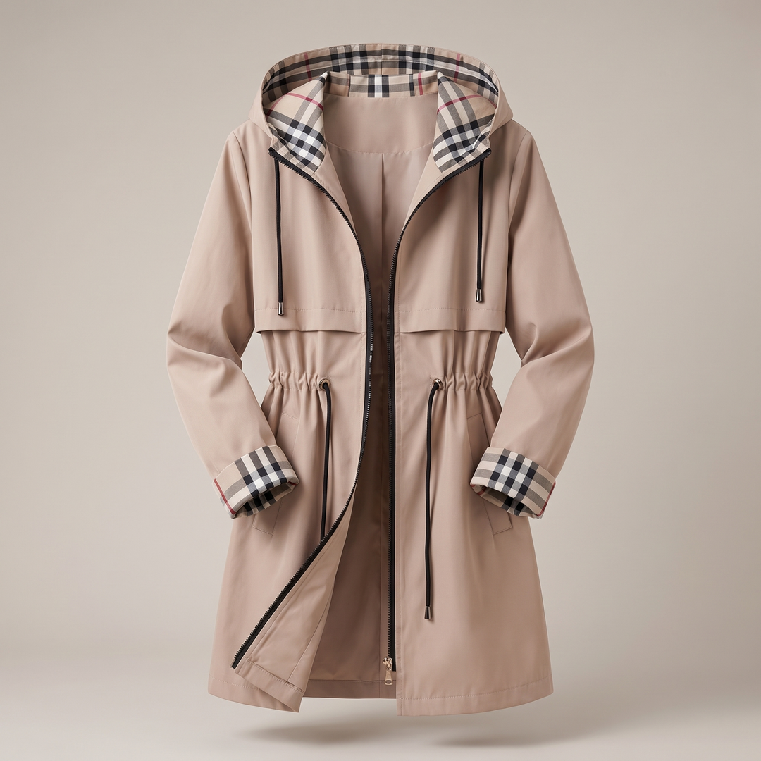 Isobel | Rainproof Hooded Coat – Stylish Longline Design for Women