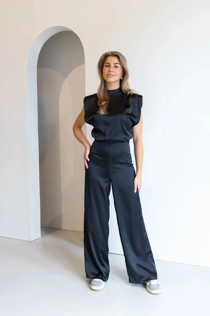 Clara | Satin Jumpsuit – Elegant Wide-Leg Design for Women