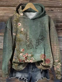 Lena | Playful Floral Knitted Hoodie For Women