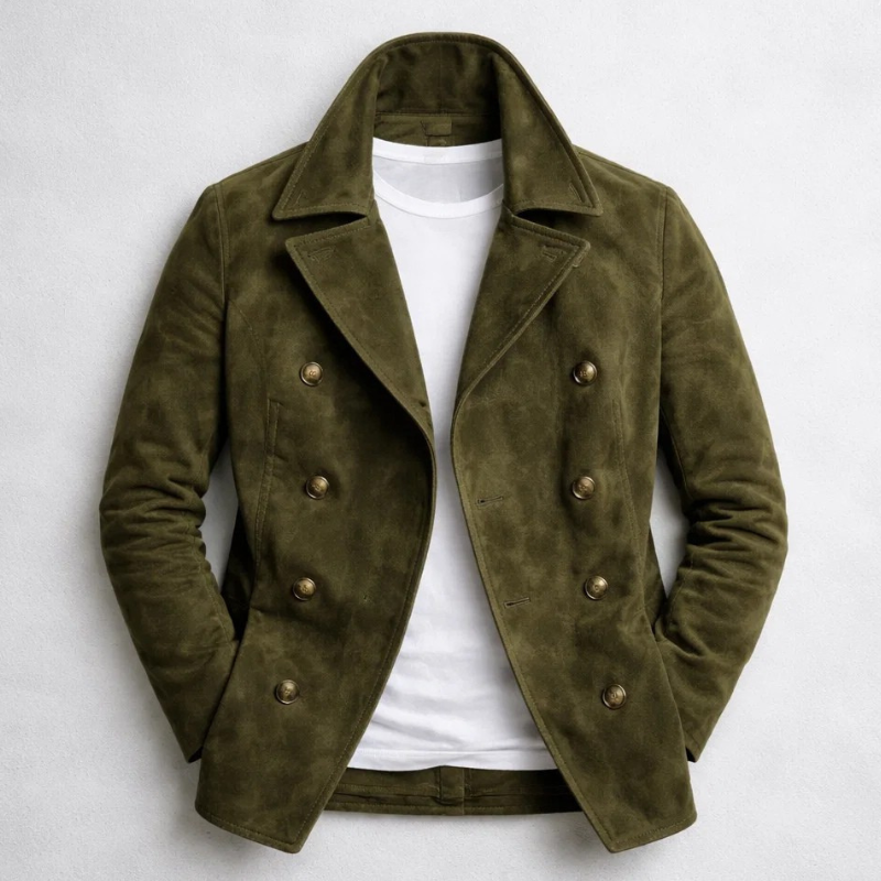 Ashford | Naval Coat – Premium Suede Double-Breasted Design