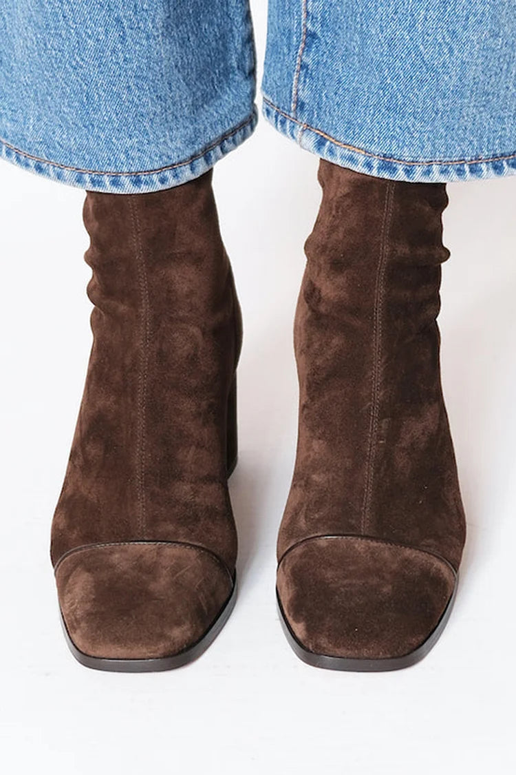 Amelia | Vintage-Stiefeletten mit eckiger Zehenpartie und modernem Blockabsatz