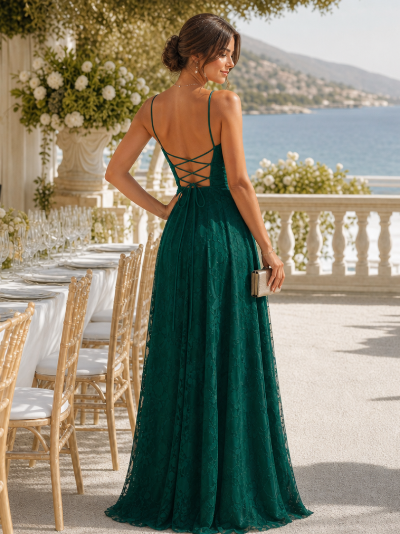 Lace Maxi Dress with Spaghetti Straps